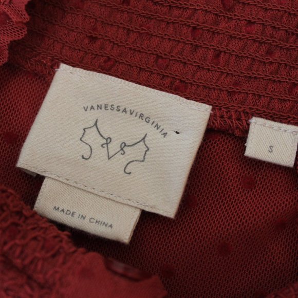 Anthropologie Vanessa Virginia Sheer Flocked Mock Neck Tunic Top S - Picture 8 of 8